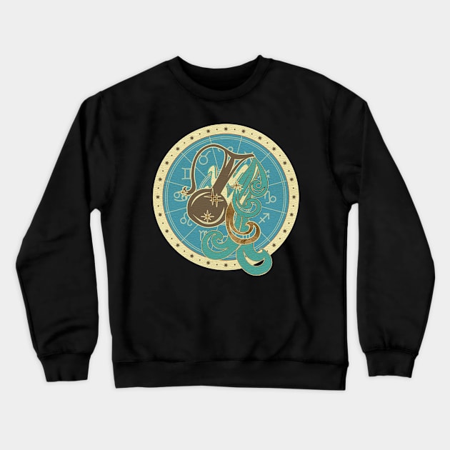 Vintage Aquarius Zodiac Art Crewneck Sweatshirt by Nartissima